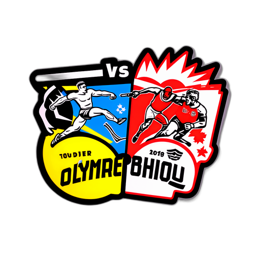 Sticker met de tekst 'Dender vs Olympic Charleroi' in een sportieve stijl
