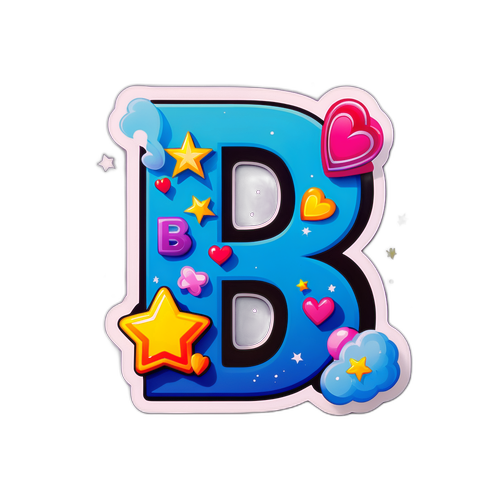 Makulay na Sticker ng Titik 'B'