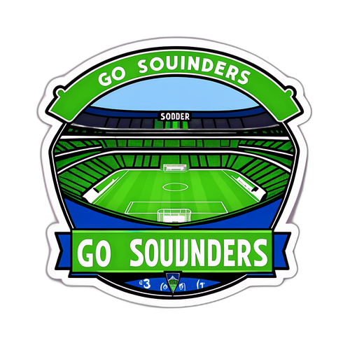 Dibujo de un estadio lleno de aficionados del Seattle Sounders animando