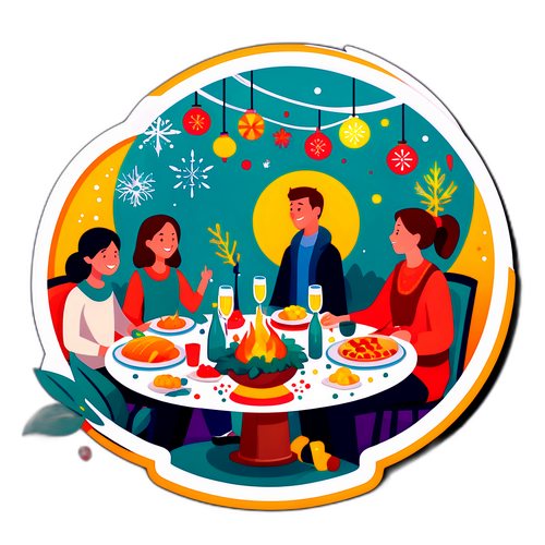 温馨的新年团聚晚餐