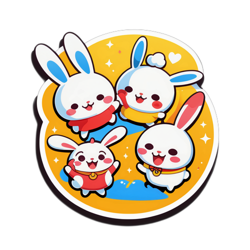 ラブブーをテーマにしたかわいいキャラクターたちのシーン