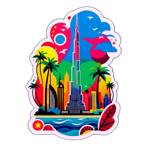 Dubai'nin İkonik Burj Khalifa Binası Sticker'ı
