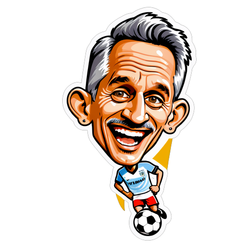 Caricature de Gary Lineker avec des jeux de mots sur le football