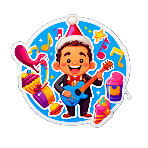 Sticker divertido de 'Gordo Dan' en una fiesta