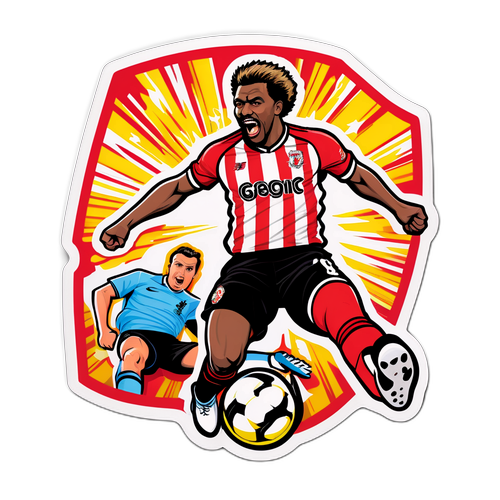 Sticker vibrant celebrând meciul Brentford vs. Liverpool