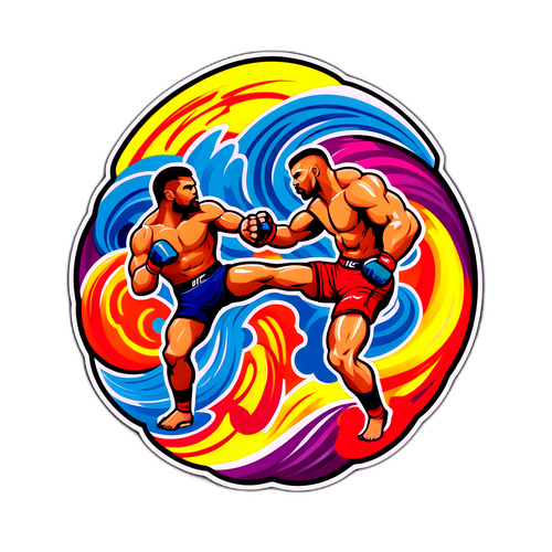 Lebendiges UFC-Motiv mit verschiedenen Kampfstilen