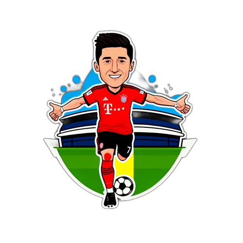 Kartun Robert Lewandowski Merayakan Gol