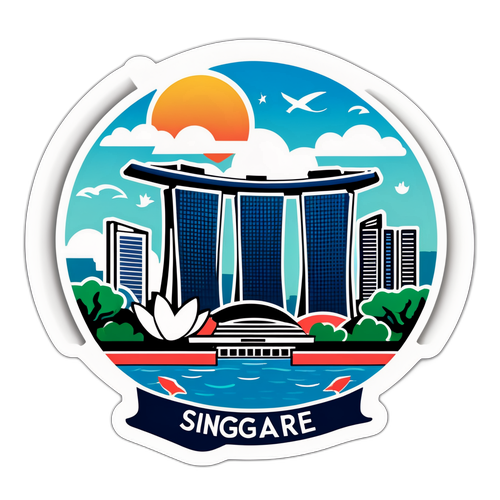 Sticker z Ikonicznymi Miejscami Singapuru