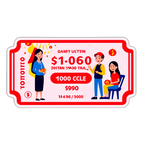 Sticker Vietlott xổ số với vé lớn và mọi người chờ kết quả