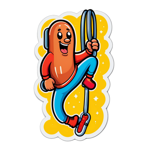 Autocollant humoristique d'une saucisse en rappel