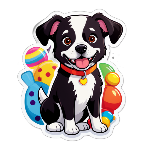 Un sticker de un perro amigable llamado Charlie