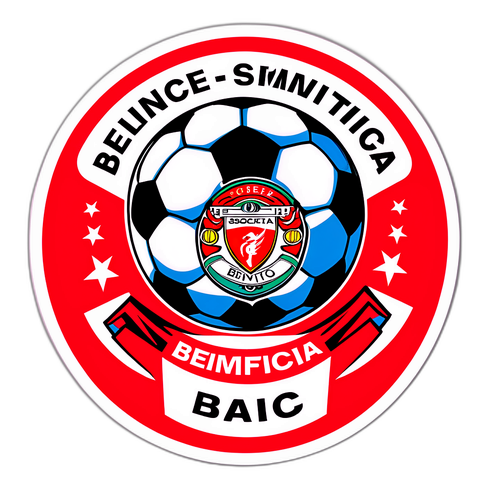 Sticker cu mingea de fotbal și echipa Benfica în acțiune