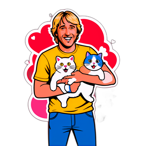 Grinende mand med katte