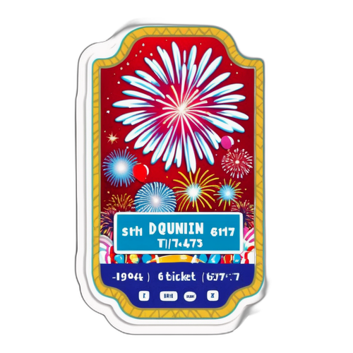 Bilhete da Quina 6747 com fogos de artifício
