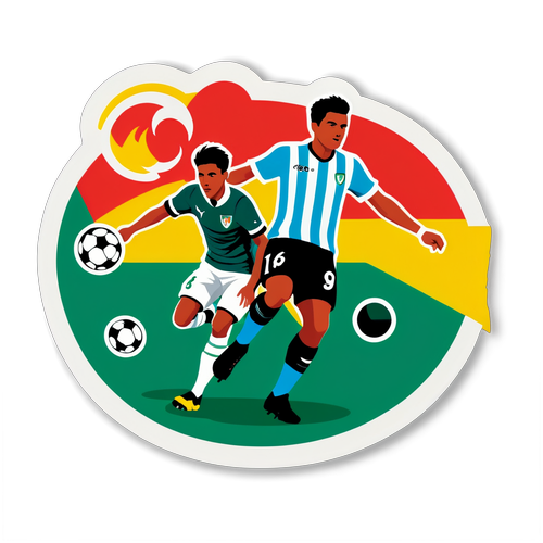 Diseño de sticker que muestra una escena del partido entre Junior y Once Caldas