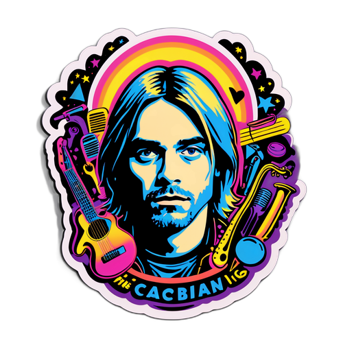 Kurt Cobain Psykedelik Tasarım Sticker