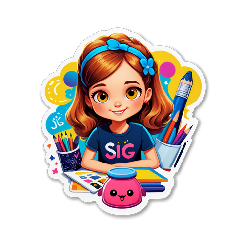 Sticker af Charlotte Bøving med kunstforsyninger