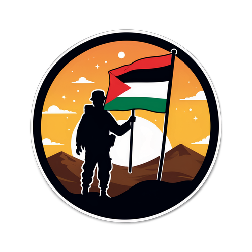 Silhueta Palestina com Bandeira