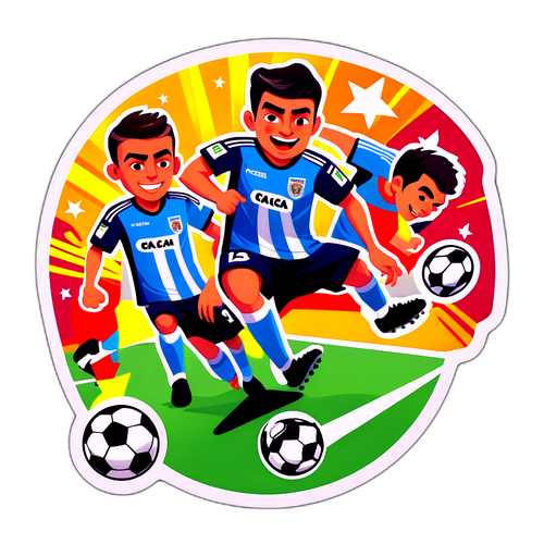 Una divertente rappresentazione cartoon di una partita di calcio tra Pachuca e Mazatlán