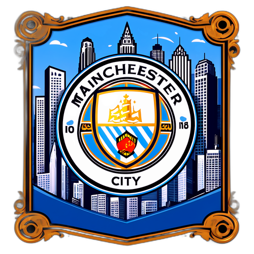 Manchester City csapat logó díszes keretben