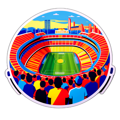 Καλλιτεχνική αναπαράσταση του γηπέδου της Βαρκελώνης γεμάτο θεατές