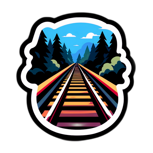 Stylizowana naklejka z brakującym przykładem torów kolejowych