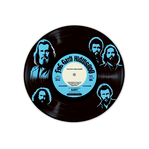 Conception d'un autocollant avec un vinyle et silhouette de The Band