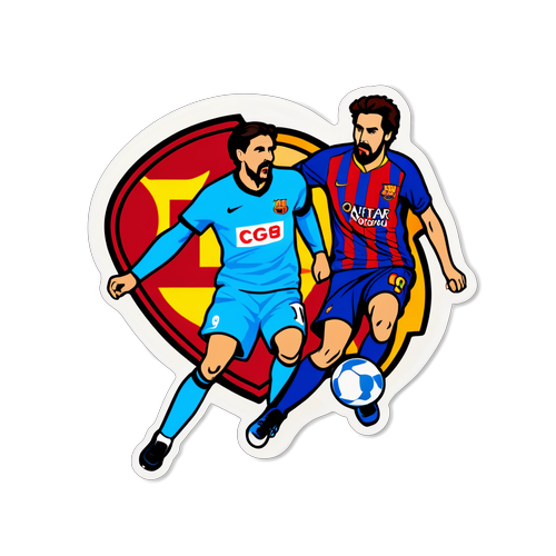 Sticker cu istoria rivalității Barcelona vs. Espanyol