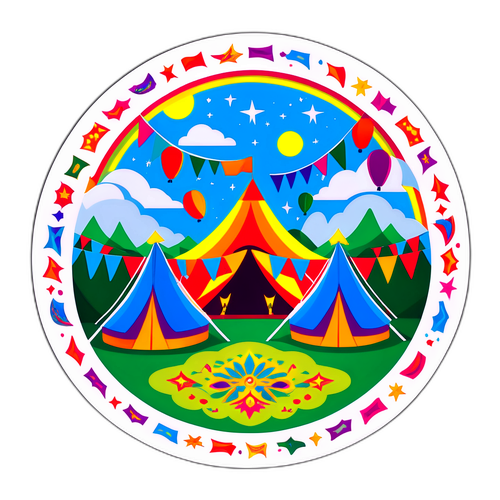 Vrolijke Glastonbury Festival Sticker