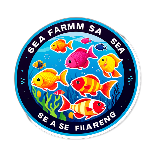 สติ๊กเกอร์ปลาสีสันสดใสในทะเล