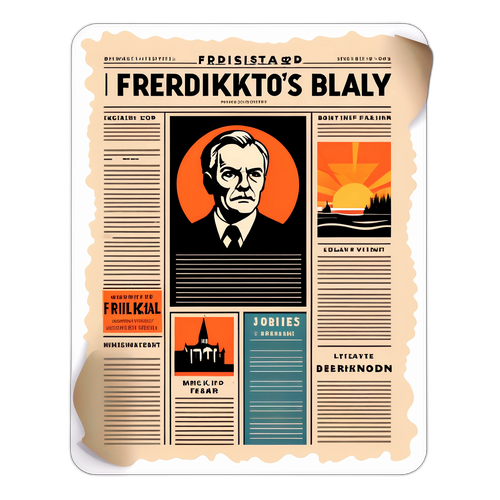 Retroavis klistremerke med Fredrikstad Blad layout
