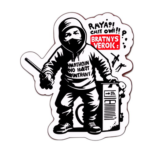Graffiti Banksy z politycznymi tekstami