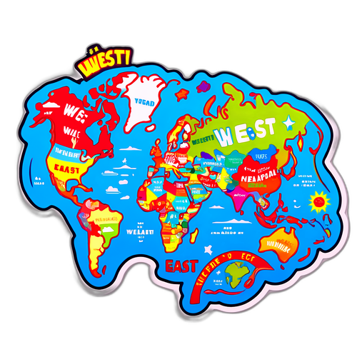 Карта Западного полушария в поп-арт стиле