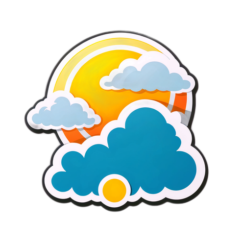 東京の空に浮かぶ雲と太陽の天気シンボル