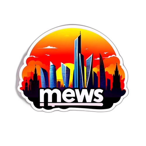 Силуэт Москвы с небоскребами на закате