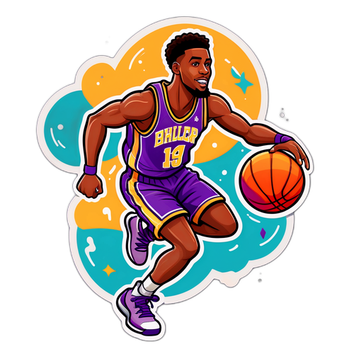 Cartoonish na Manlalaro ng Basketball