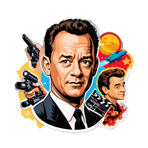 Autocollant représentant Tom Hanks, icône d'Hollywood