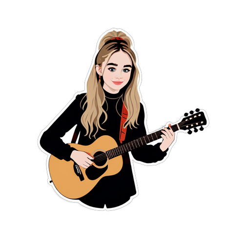 Diseño de sticker de Sabrina Carpenter tocando la guitarra