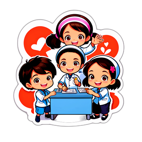 キッドザニアのキャラクターたちが楽しく働くステッカー