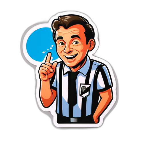 הוא לבוש כשופט, מתבדח ומנפנף בשופר ברגע קליל