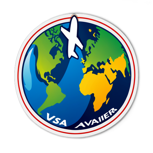 Autocolant cu simboluri de călătorie "Visa Waiver"