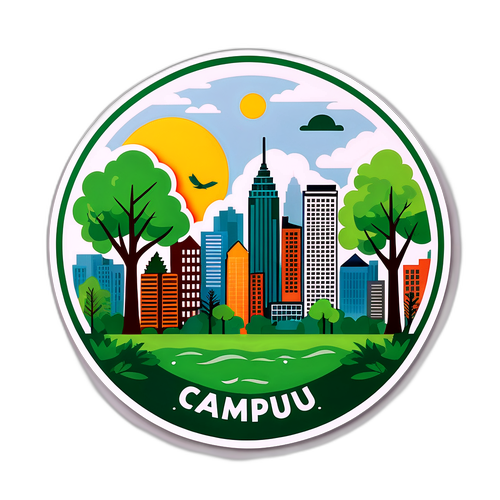 Nature-Themed Downtown Campus Sticker