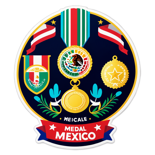 ¡Impactante! El Sticker que Celebra el Orgullo Mexicano: Medallas y Trofeos en Colores Patrios