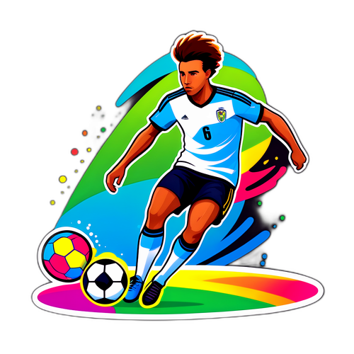 En lekfull klistermärke som visar fotbolls färdigheter