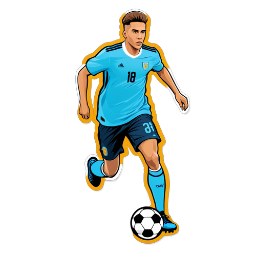 Stiker Trendy Evan Mock dengan Latar Belakang Sepak Bola