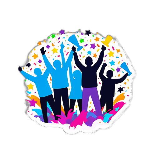 Cheering Crowd Celebration Sticker