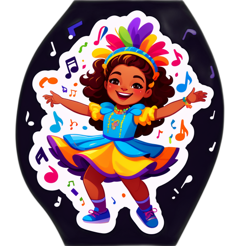 Leoni dansend in een kleurrijk kostuum