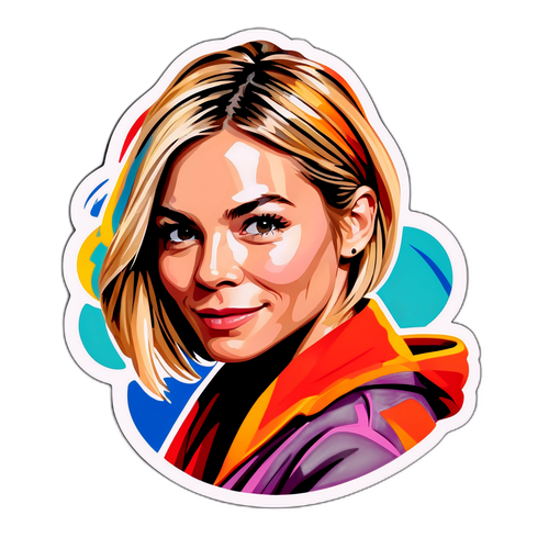 Sticker de Sienna Miller en estilo artístico vibrante