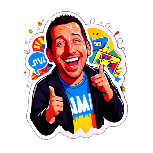 Aufkleber von Adam Sandler mit breitem Lächeln
