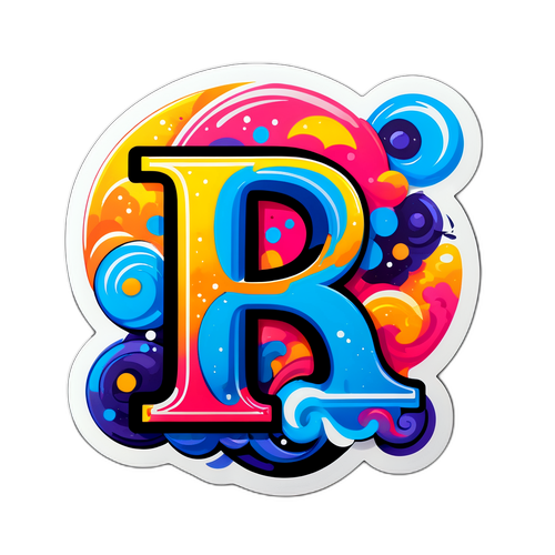 Креативная наклейка с буквой "R"